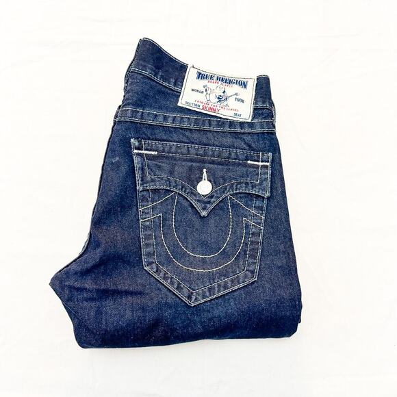 True Religion Denim - True Religion Skinny Dark Wash Denim Jeans with Flaps Size 29